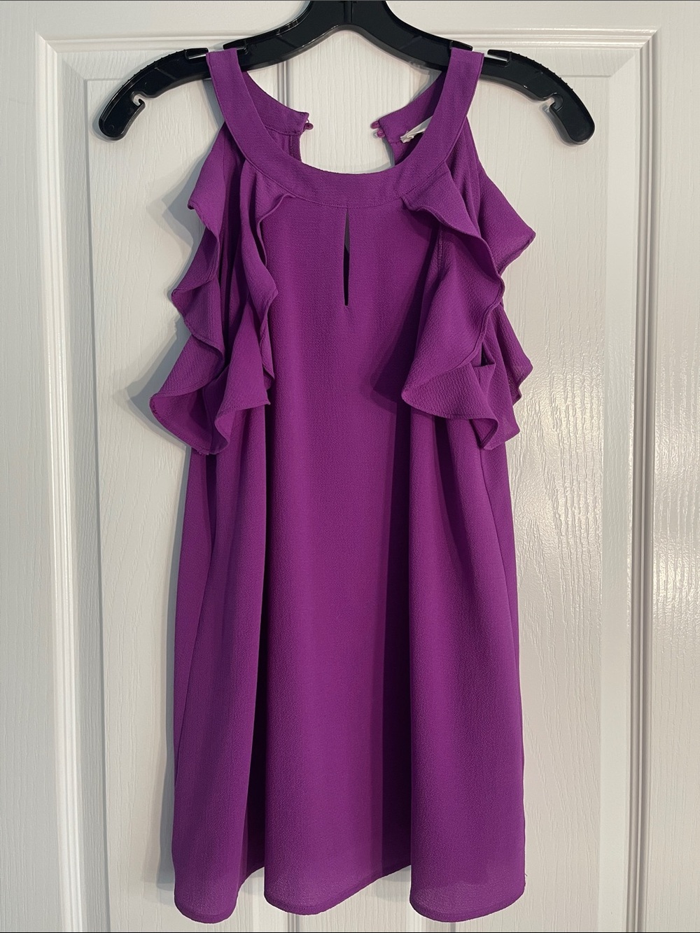 Peach Love California Purple Ruffle Sleeve Mini Dress